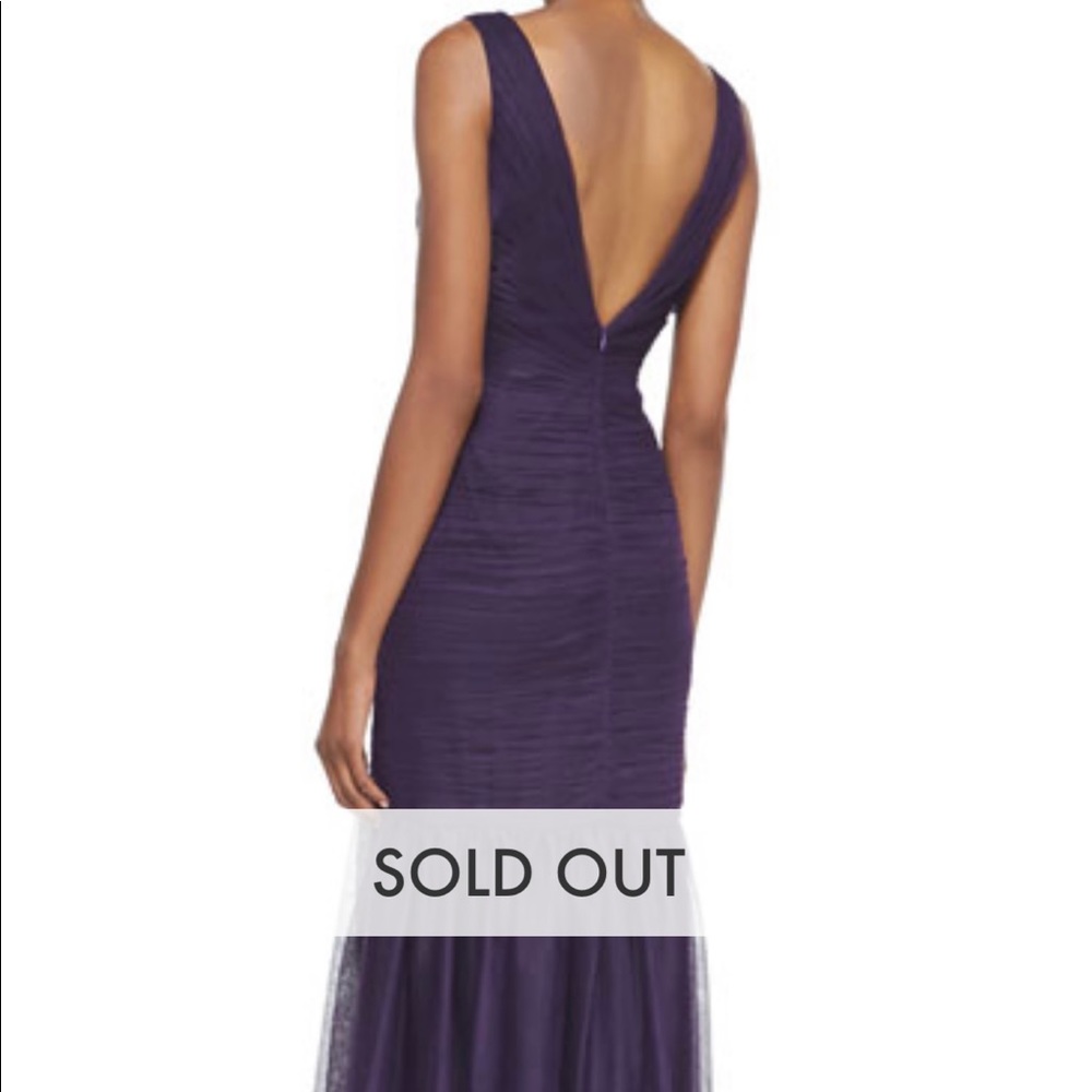 Monique Lhuillier V-neck Tulle Gown